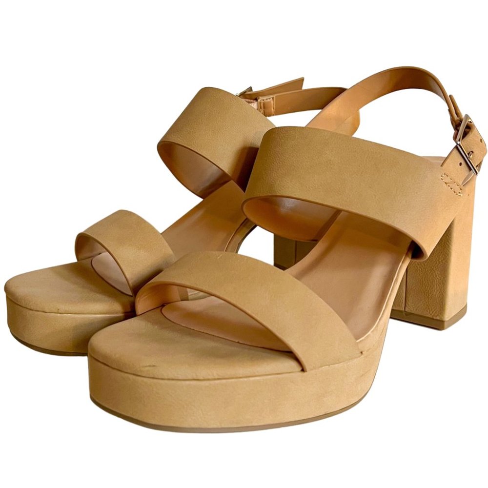 Nude Block Heel Suede Platforms • Size 7.5